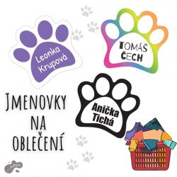 NAŽEHLOVACÍ jmenovky TLAPKA 28x25 mm (24ks)