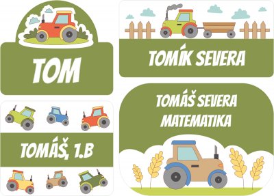 NAŽEHLOVACÍ jmenovky TRAKTOR (60ks)
