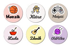 ZÁJMY MINI štítky 22mm (42ks)