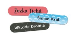 NAŽEHLOVACÍ jmenovky SADA OVÁL  45x10mm (45ks)