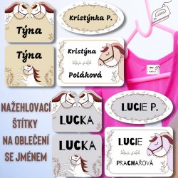 NAŽEHLOVACÍ štítky KONĚ (60ks)