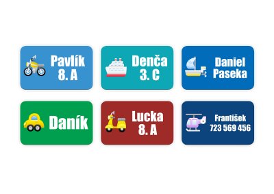 NAŽEHLOVACÍ štítky DOPRAVA  25x15mm (50ks)