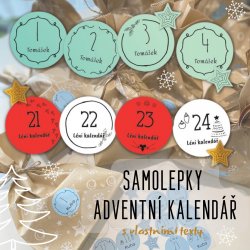 ADVENTI NAPTÁR matricák 30 mm (24+8 db) - Karácsonyi
