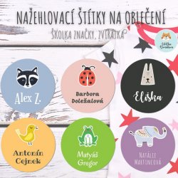 NAŽEHLOVACÍ štítky - ZVÍŘÁTKA ZNAČKY 22 mm (42KS)