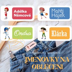 NAŽEHLOVACÍ jmenovky SPORTOVCI 40x18mm (27ks)