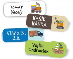 KÖZLEKEDÉSI ESZKÖZÖK névcímkék 45x17 mm (27 db)