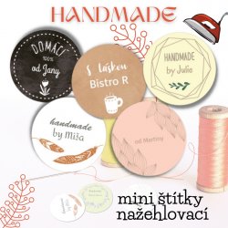 Vasalható MINI címkék HANDMADE 22 mm (42 db)
