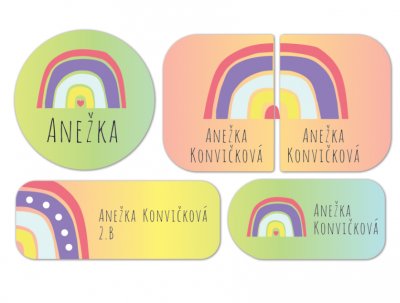 Vasalható névcímkék SZIVÁRVÁNY KÉSZLET (40 db)