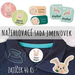 Nažehlovací jmenovky Sada ZAJÍČEK (40ks)