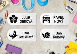 NAŽEHLOVACÍ štítky IKONA ČERNOBÍLÉ 35x15mm (44ks)