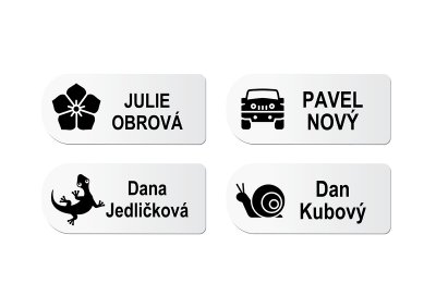 NAŽEHLOVACÍ štítky IKONA ČERNOBÍLÉ 35x15mm (44ks)