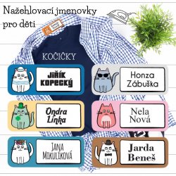 Vasalható névcímkék Cicák 35x14 mm (44 db)