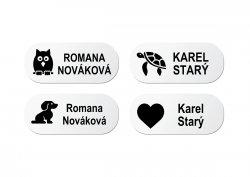 BÍLÁ jmenovka IKONA 35x15 mm (44ks)