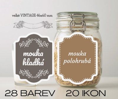 VELKÉ VINTAGE - SADA samolepky 46x60mm (9ksů)