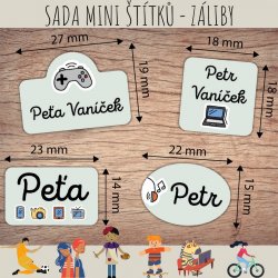 ZÁLIBY jmenovky SADA (60ks)
