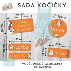 KOČIČKA SADA jmenovek (40ks)