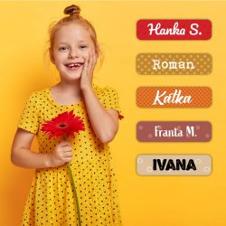 Nažehlovací štítky PUNTÍKY na oblečení 40x10mm (45ks)