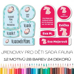 FAUNA SADA, nálepky se jménem (45ks)