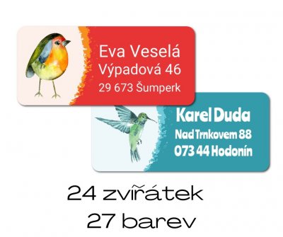 Akvarell ÁLLATKÁK névcímke 45x20 mm (24 db)