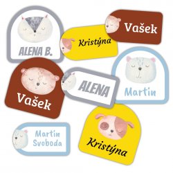 HLAVIČKY zvířecí - SADA - jmenovky (40ks)