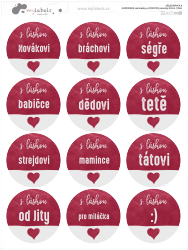 HANDMADE samolepky a VÁNOČNÍ jmenovky SADA 43mm (12ks)