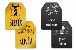 Vánoční jmenovky na dárky, sada GIFT 32x43mm (16ks)