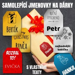 Vánoční jmenovky na dárky, sada GIFT 32x43mm (16ks)