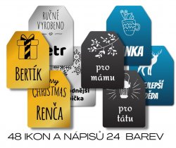 Vánoční jmenovky na dárky, sada GIFT 32x43mm (16ks)