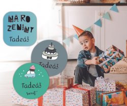 NAROZENINOVÉ jmenovky na dárky 15ks