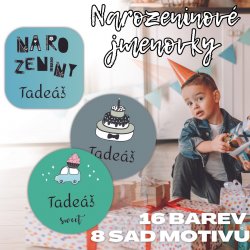 NAROZENINOVÉ jmenovky na dárky 15ks