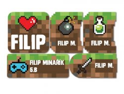 NAŽEHLOVACÍ jmenovky PIXELART sada(40ks)