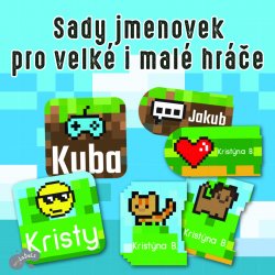VASALHATÓ névcímkék PIXELART készlet (40 db)