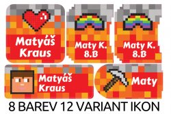 VASALHATÓ névcímkék PIXELART készlet (40 db)