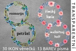 ÁTLÁTSZÓ KOSZORÚK készlet, matricák 44 mm (12 db)