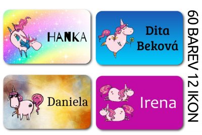 MINI címkék UNICORN 25x15 mm (55 db)