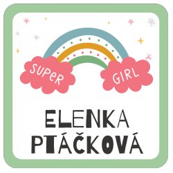 SUPERhrdinka MINI štítky 22x22mm (42ks)
