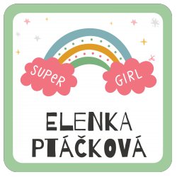 NAŽEHLOVACÍ štítky SUPERHRDINKA 22x22mm (42ks)